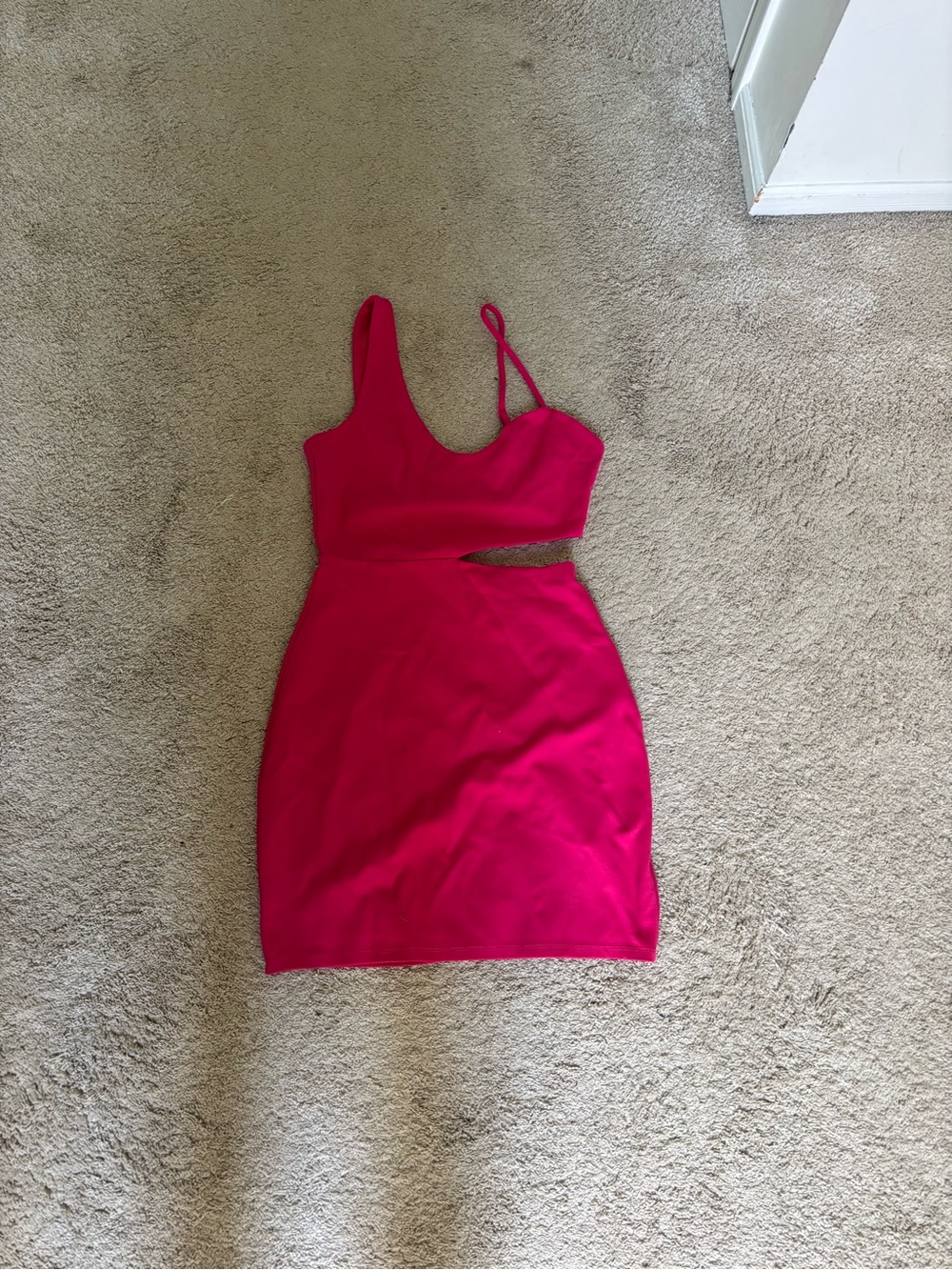 Fuchsia One-Shoulder Cutout Mini Dress